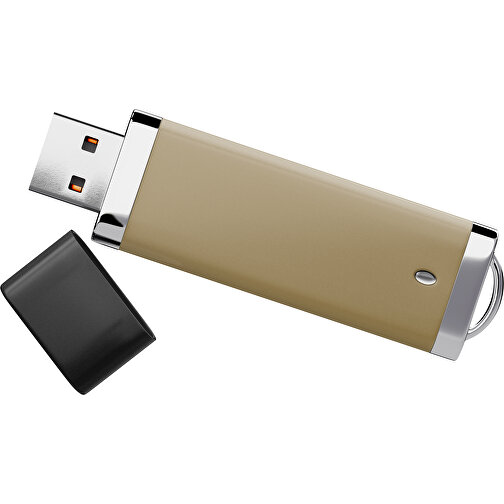 PromoPerfect USB-STICK 2.0 PLASTIK , gold / schwarz MB , 8 GB , Gummiplastik, Kunststoff MB , 7,00cm x 0,70cm x 2,00cm (Länge x Höhe x Breite), Bild 1