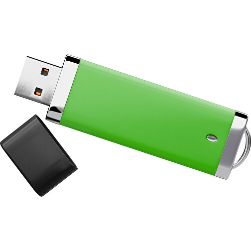 PromoPerfect USB-STICK 2.0 PLASTIK , grasgrün / schwarz MB , 65 GB , Gummiplastik, Kunststoff MB , 7,00cm x 0,70cm x 2,00cm (Länge x Höhe x Breite), Bild 1