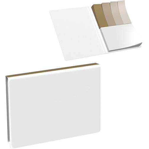 Softcover Haftnotiz-Set Mina , weiss / gold, Papier, 10,50cm x 0,60cm x 7,50cm (Länge x Höhe x Breite), Bild 1