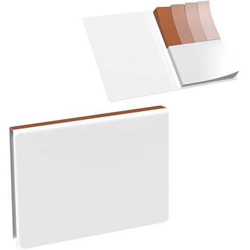 Softcover Haftnotiz-Set Mina , weiß / braun, Papier, 10,50cm x 0,60cm x 7,50cm (Länge x Höhe x Breite), Bild 1