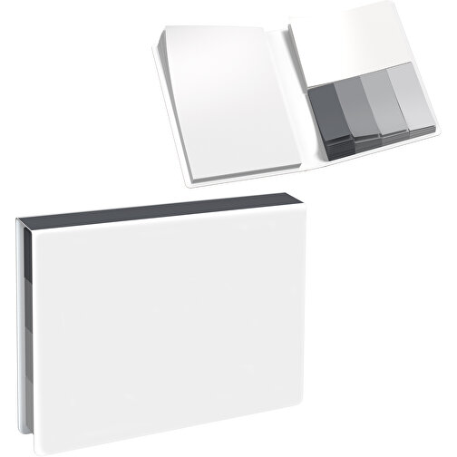 Softcover Haftnotiz-Set Stacey , weiss / dunkelgrau, Papier, 10,60cm x 1,00cm x 7,60cm (Länge x Höhe x Breite), Bild 1