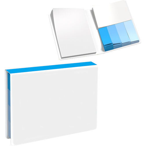 Softcover Haftnotiz-Set Stacey , weiss / himmelblau, Papier, 10,60cm x 1,00cm x 7,60cm (Länge x Höhe x Breite), Bild 1