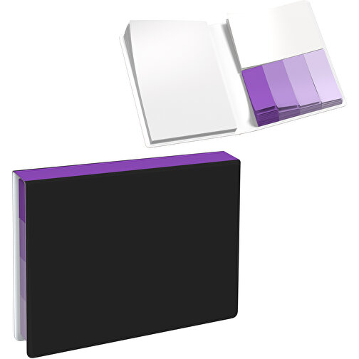 Softcover Haftnotiz-Set Stacey , schwarz / lavendellila, Papier, 10,60cm x 1,00cm x 7,60cm (Länge x Höhe x Breite), Bild 1