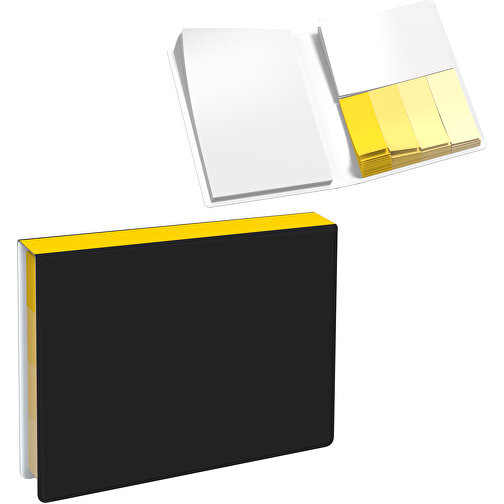 Softcover Haftnotiz-Set Stacey , schwarz / goldgelb, Papier, 10,60cm x 1,00cm x 7,60cm (Länge x Höhe x Breite), Bild 1