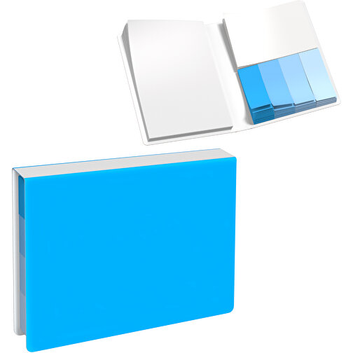 Softcover Haftnotiz-Set Stacey , himmelblau / weiss, Papier, 10,60cm x 1,00cm x 7,60cm (Länge x Höhe x Breite), Bild 1