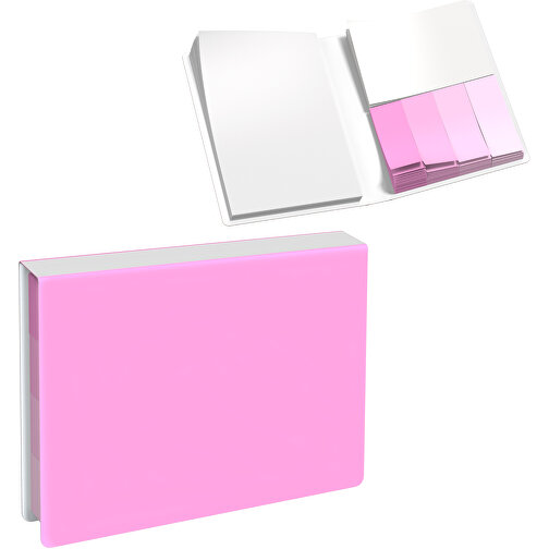 Softcover Haftnotiz-Set Stacey , rosa / weiß, Papier, 10,60cm x 1,00cm x 7,60cm (Länge x Höhe x Breite), Bild 1