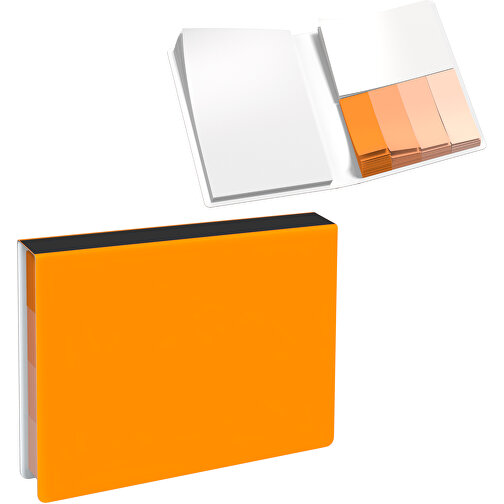 Softcover Haftnotiz-Set Stacey , gelborange / schwarz, Papier, 10,60cm x 1,00cm x 7,60cm (Länge x Höhe x Breite), Bild 1