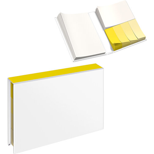 Hardcover Haftnotiz-Set Ana , weiss / gelb, Papier, 10,50cm x 1,50cm x 7,50cm (Länge x Höhe x Breite), Bild 1