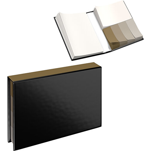 Hardcover Haftnotiz-Set Ana , schwarz / gold, Papier, 10,50cm x 1,50cm x 7,50cm (Länge x Höhe x Breite), Bild 1