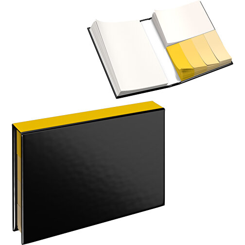 Hardcover Haftnotiz-Set Ana , schwarz / goldgelb, Papier, 10,50cm x 1,50cm x 7,50cm (Länge x Höhe x Breite), Bild 1