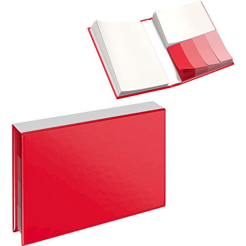 Hardcover Haftnotiz-Set Ana , ampelrot / weiß, Papier, 10,50cm x 1,50cm x 7,50cm (Länge x Höhe x Breite), Bild 1