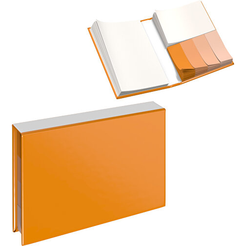 Hardcover Haftnotiz-Set Ana , kürbisorange / weiss, Papier, 10,50cm x 1,50cm x 7,50cm (Länge x Höhe x Breite), Bild 1