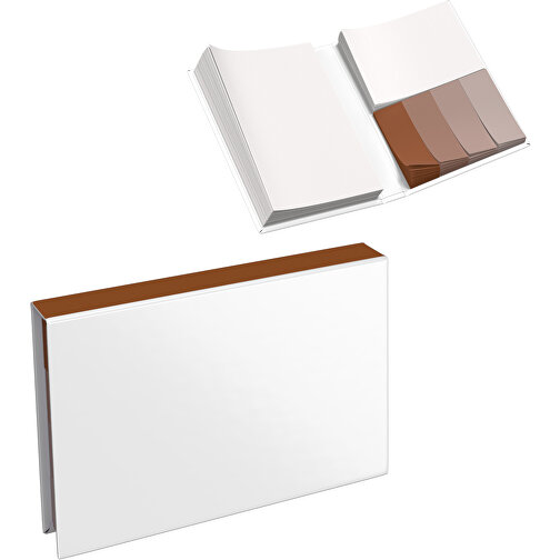 Hardcover Haftnotiz-Set Steffen , weiß / braun, Papier, 10,50cm x 1,80cm x 7,50cm (Länge x Höhe x Breite), Bild 1