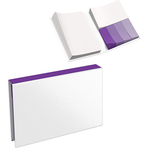 Hardcover Haftnotiz-Set Steffen , weiss / lavendellila, Papier, 10,50cm x 1,80cm x 7,50cm (Länge x Höhe x Breite), Bild 1