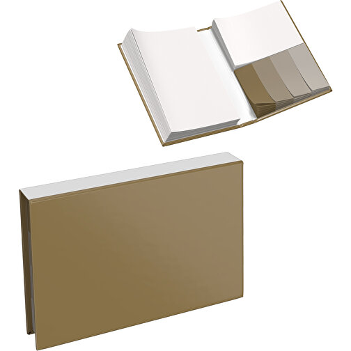 Hardcover Haftnotiz-Set Steffen , gold / weiß, Papier, 10,50cm x 1,80cm x 7,50cm (Länge x Höhe x Breite), Bild 1