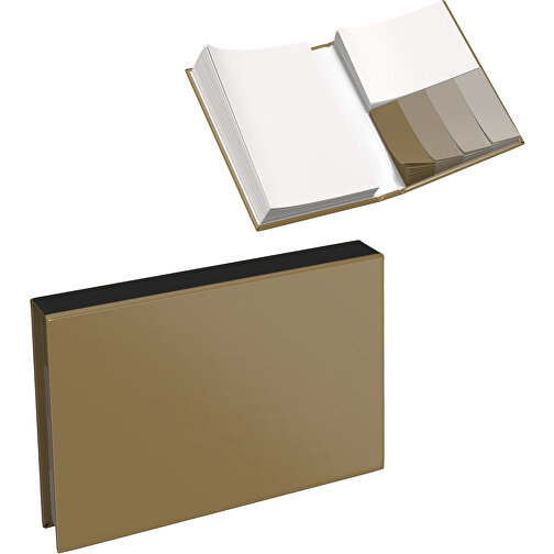 Hardcover Haftnotiz-Set Steffen , gold / schwarz, Papier, 10,50cm x 1,80cm x 7,50cm (Länge x Höhe x Breite), Bild 1