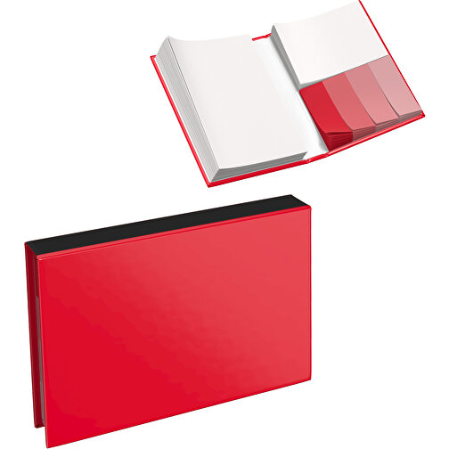 Hardcover Haftnotiz-Set Steffen , ampelrot / schwarz, Papier, 10,50cm x 1,80cm x 7,50cm (Länge x Höhe x Breite), Bild 1