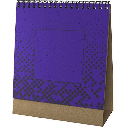 Samenpapier-Tischkalender , violet / schwarz, Papier, Saatgut, 8,00cm x 17,80cm x 14,50cm (Länge x Höhe x Breite), Bild 1