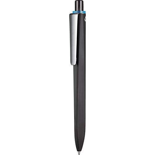 Kugelschreiber RIDGE RECYCLED SOFT M , Ritter-Pen, schwarz/caribic-blau, ABS u. Metall, 14,10cm (Länge), Bild 1