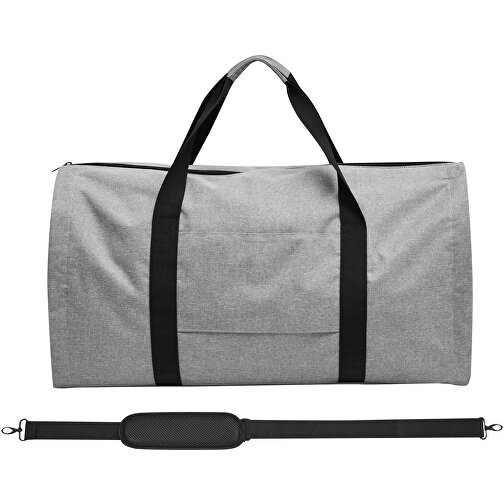 Reisetasche MILANO Mit Integriertem Kleidersack , grau, schwarz, Polycanvas, 61,50cm x 32,00cm x 26,00cm (Länge x Höhe x Breite), Bild 3