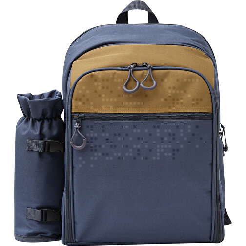 Picknick-Rucksack SMART TRIP , blau, braun, 600 / 300 Polyester / Kunststoff / Baumwolle, 43,00cm x 19,00cm x 37,00cm (Länge x Höhe x Breite), Bild 2