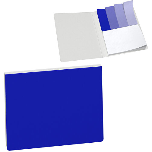 Recycling Haftnotiz-Set René , blau / weiss, Recyclingkarton, Recyclingpapier, 10,50cm x 0,60cm x 7,50cm (Länge x Höhe x Breite), Bild 1