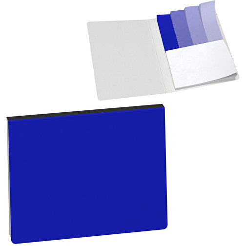 Recycling Haftnotiz-Set René , blau / schwarz, Recyclingkarton, Recyclingpapier, 10,50cm x 0,60cm x 7,50cm (Länge x Höhe x Breite), Bild 1