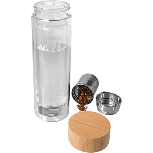 Bailey 400 Ml Flasche Aus Borosilikatglas Mit Infuser Und Bambusdeckel , transparent klar, Borosilikatglas, 6,00cm x 22,00cm x 7,00cm (Länge x Höhe x Breite), Bild 5