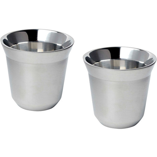 Duo 80 Ml RCS-zertifiziertes Espressotassen Set Aus Edelstahl , silber, 91% RCS certified recycled stainless steel, 6,20cm x 6,00cm x 6,20cm (Länge x Höhe x Breite), Bild 5