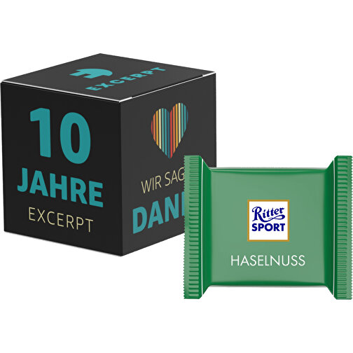 Werbewürfel , Ritter Sport, Werbebox aus weißem Karton, 4,80cm x 4,80cm x 4,80cm (Länge x Höhe x Breite), Bild 1