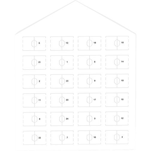 Täfelchen Adventskalender Haus ECO Alpenmilch-Schokotäfelchen , Vollkartonhülle, weiss, 1,50cm x 21,00cm x 26,00cm (Länge x Höhe x Breite), Bild 1