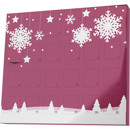 XS Adventskalender Winterlandschaft , Brandt, kirschrot / weiss, Vollkartonhülle, weiss, 1,60cm x 12,00cm x 14,00cm (Länge x Höhe x Breite), Bild 1