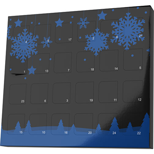 XS Adventskalender Winterlandschaft , Brandt, schwarz / heidelbeerblau, Vollkartonhülle, weiß, 1,60cm x 12,00cm x 14,00cm (Länge x Höhe x Breite), Bild 1