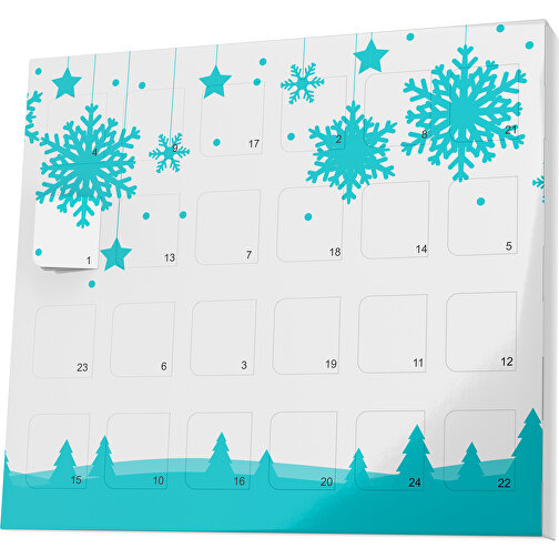 XS Adventskalender Winterlandschaft , Brandt, weiß / türkis, Vollkartonhülle, weiß, 1,60cm x 12,00cm x 14,00cm (Länge x Höhe x Breite), Bild 1