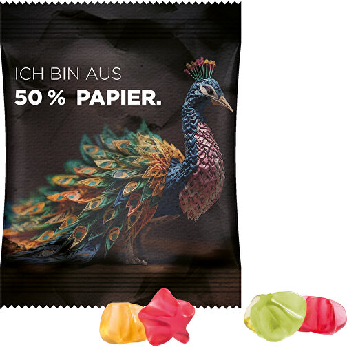 Minitüte 15g, Fruchtgummi Standardformen , Trolli, Papierfolie, 8,40cm x 7,00cm (Höhe x Breite), Bild 1