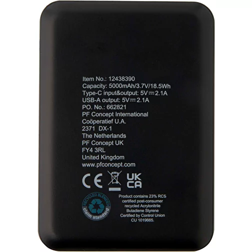 Batterie de secours en plastique recyclé Asama type-C de 5 000 mAh, Image 4