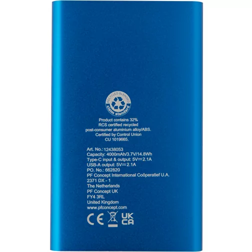 Pep powerbank o pojemności 4000 mAh Type-C z aluminium pochodzącego z recyklingu, Obraz 5