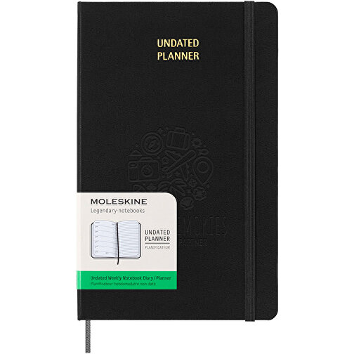 Moleskine Hardcover Wochenplaner L, Undatiert , schwarz, FSC certified paper, 21,00cm x 13,00cm (Länge x Breite), Bild 2