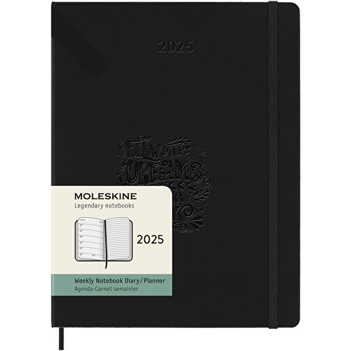 Moleskine Hardcover 12 Monate Wochenkalender XL , schwarz, FSC certified paper, 25,00cm x 19,00cm (Länge x Breite), Bild 2