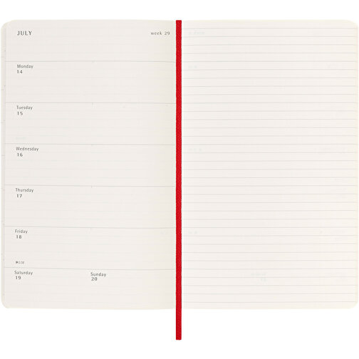 Moleskine Softcover 12 Monate Wochenkalender L , scharlachrot, PU Kunststoff, FSC certified paper, 13,00cm x 21,00cm x 1,20cm (Länge x Höhe x Breite), Bild 6