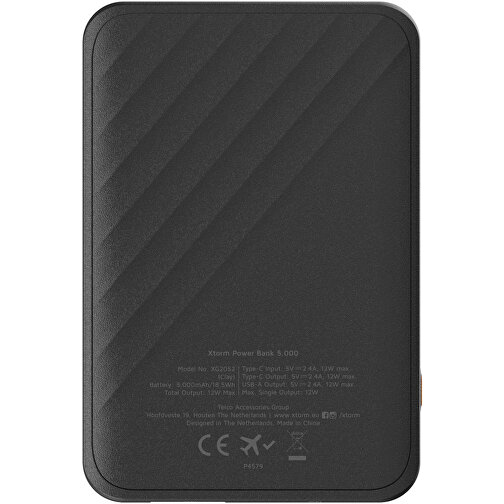 Xtorm Go2 12 W 5000 MAh Schnelllade-Powerbank , schwarz, Recycelter ABS Kunststoff, 9,35cm x 1,55cm x 6,30cm (Länge x Höhe x Breite), Bild 4