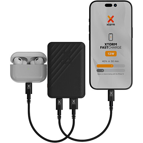 Xtorm Go2 12 W 5000 MAh Schnelllade-Powerbank , schwarz, Recycelter ABS Kunststoff, 9,35cm x 1,55cm x 6,30cm (Länge x Höhe x Breite), Bild 5