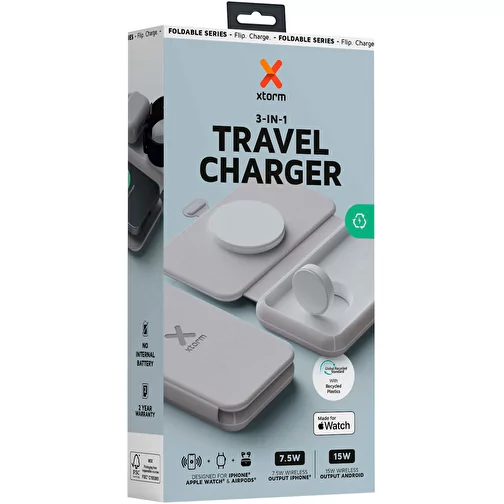 Caricabatterie da viaggio wireless 3 in 1 pieghevole da 15 W Xtorm XWF31, Immagine 3