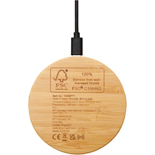 Pad di ricarica wireless Essence 15W in bambù, Immagine 5