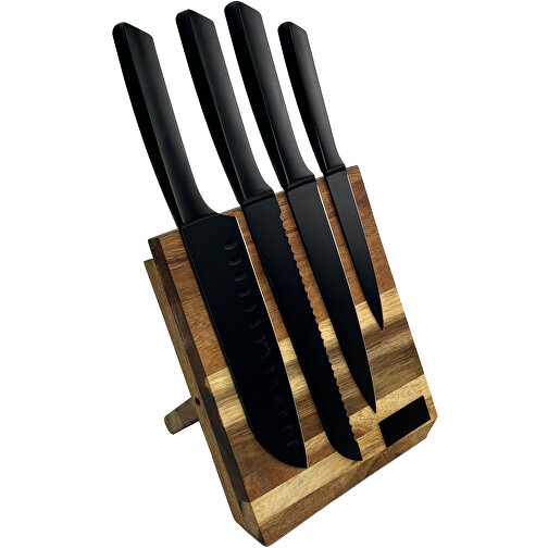 SCX.design K04 Küchenmesser Und Schneidebrett Set , holz, Edelstahl, Akazienholz, 21,50cm x 4,50cm x 38,50cm (Länge x Höhe x Breite), Bild 1