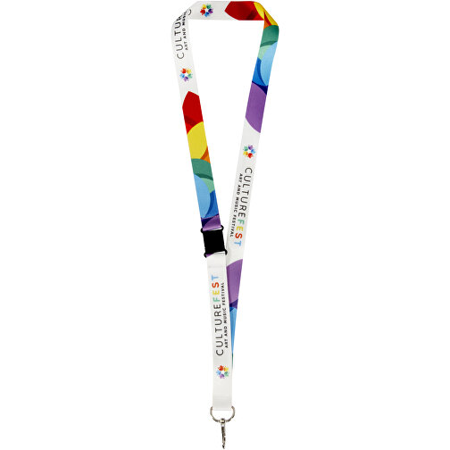 Lois Sublimation RPET-Lanyard Mit Sicherheitsverschluss , weiss, Polyester, Recycled PET, 90,00cm x 1,00cm (Länge x Breite), Bild 1