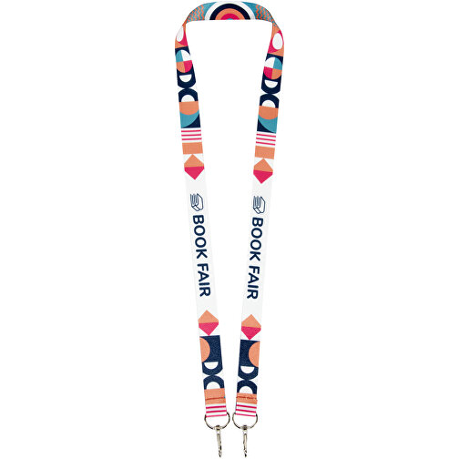 Leia Sublimation RPET-Lanyard Mit 2 Schlüsselanhängern , weiß, Polyester, Recycled PET, 90,00cm x 1,00cm (Länge x Breite), Bild 1