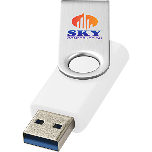 Rotate-basic USB-Stick 3.0 , weiss MB , 65 GB , Kunststoff, Aluminium MB , 5,80cm x 1,90cm x 1,00cm (Länge x Höhe x Breite), Bild 2