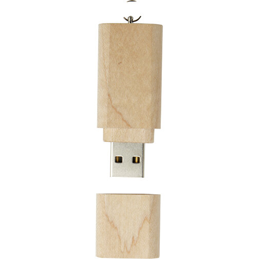 Schlüssel USB-Stick 2.0 Aus Holz , hellbraun MB , 65 GB , Holz, Aluminium MB , 5,80cm x 1,00cm x 2,00cm (Länge x Höhe x Breite), Bild 3