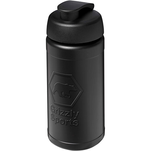 Baseline Rise 500 Ml Sportflasche Mit Klappdeckel , schwarz, HDPE Kunststoff, PP Kunststoff, 18,50cm (Höhe), Bild 1